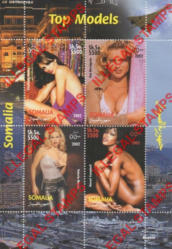 Somalia 2002 Top Models Illegal Stamp Souvenir Sheet of 4
