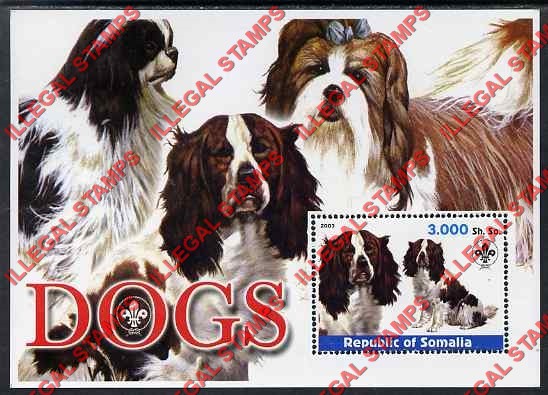 Somalia 2003 Dogs Illegal Stamp Souvenir Sheet of 1