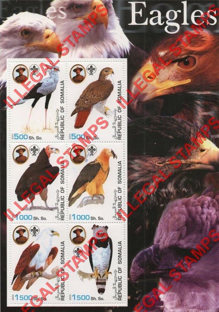 Somalia 2003 Eagles Illegal Stamp Souvenir Sheet of 6