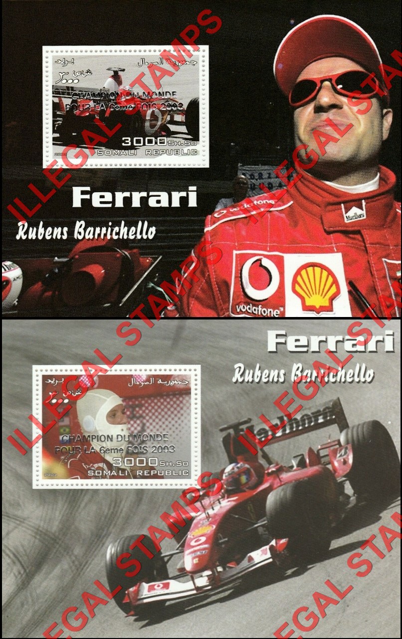 Somalia 2003 Ferrari Michael Schumacher Overprinted Illegal Stamps (Part 3)