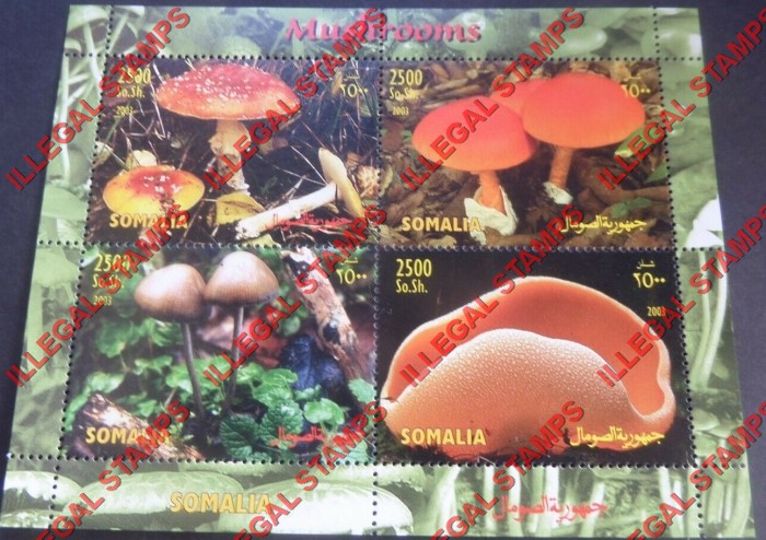 Somalia 2003 Mushrooms Illegal Stamp Souvenir Sheet of 4