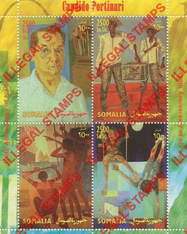 Somalia 2003 Paintings by Candido Portinari Illegal Stamp Souvenir Sheet of 4