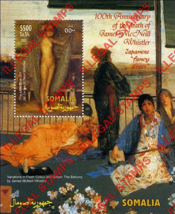 Somalia 2003 Paintings by James McNeill Whistler Illegal Stamp Souvenir Sheet of 1