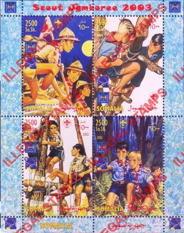 Somalia 2003 Scouts Scout Jamboree Illegal Stamp Souvenir Sheet of 4