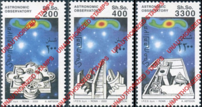 Somalia 2002 Unauthorized IPZS 2003 Astronomic Observatories Stamps Yvert 900-902