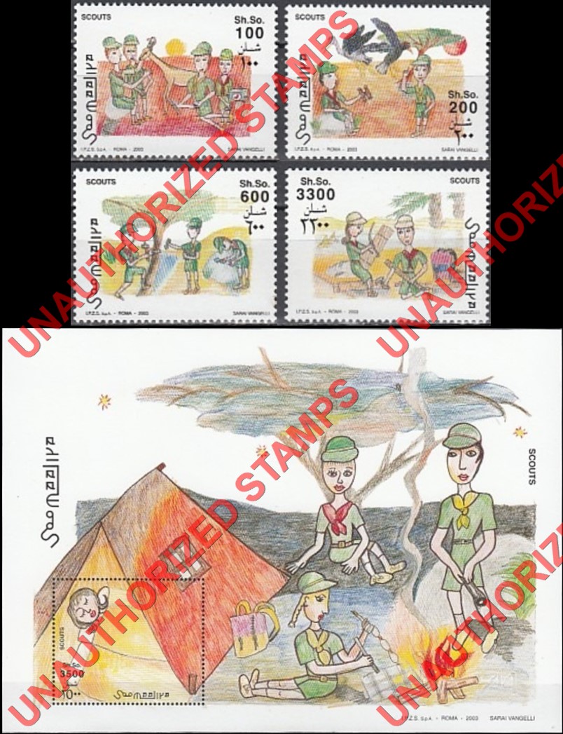 Somalia 2002 Unauthorized IPZS 2003 Scouts Stamps Yvert 883-886 BF 101