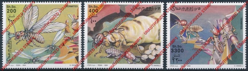 Somalia 2002 Unauthorized IPZS 2003 Termites Stamps Yvert 870-872