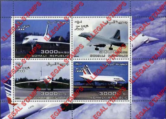 Somalia 2004 Concorde Illegal Stamp Souvenir Sheet of 4