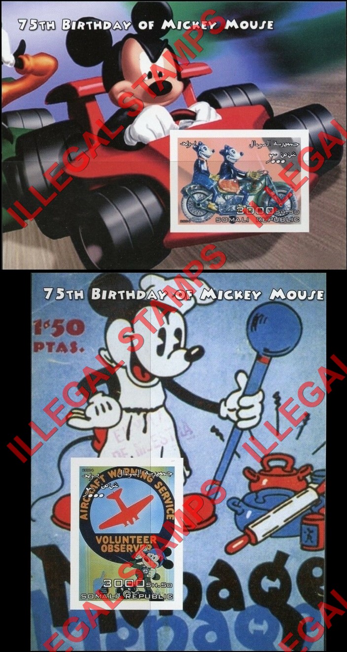 Somalia 2004 75th Birthday of Mickey Mouse Illegal Stamp Souvenir Sheets of 1 (Part 10)
