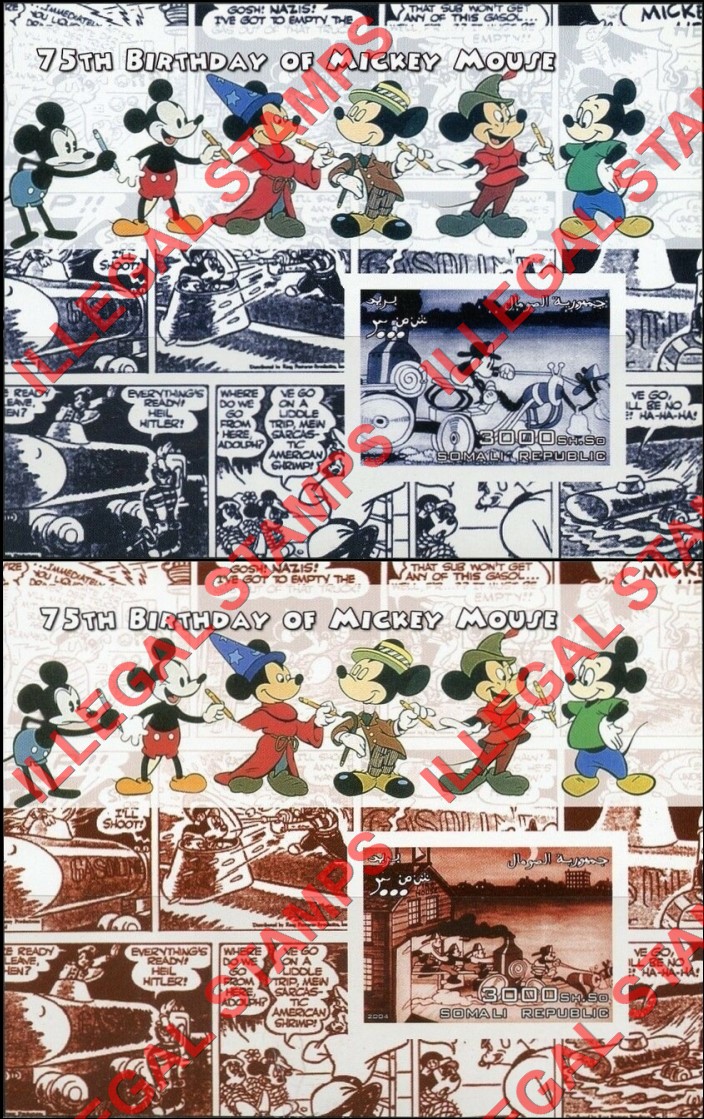 Somalia 2004 75th Birthday of Mickey Mouse Illegal Stamp Souvenir Sheets of 1 (Part 6)