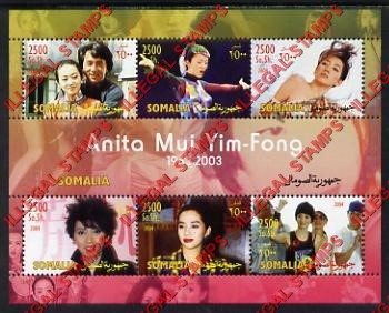 Somalia 2004 Anita Mui Yim-Fong Illegal Stamp Souvenir Sheet of 6