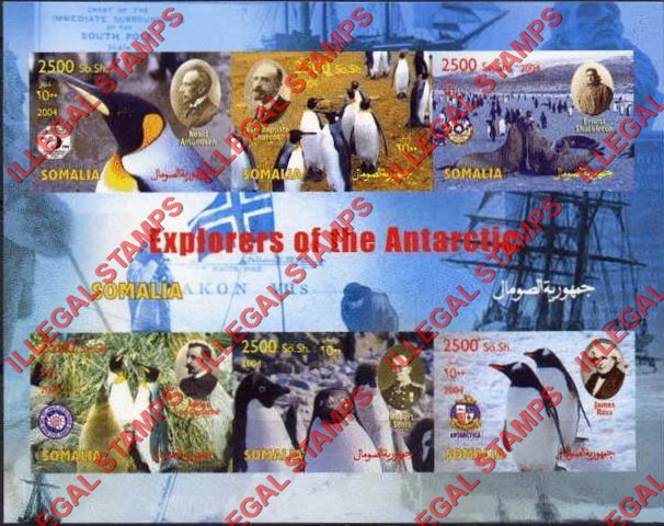 Somalia 2004 Explorers of the Antarctic Illegal Stamp Souvenir Sheet of 6