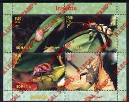 Somalia 2004 Insects Illegal Stamp Souvenir Sheet of 4