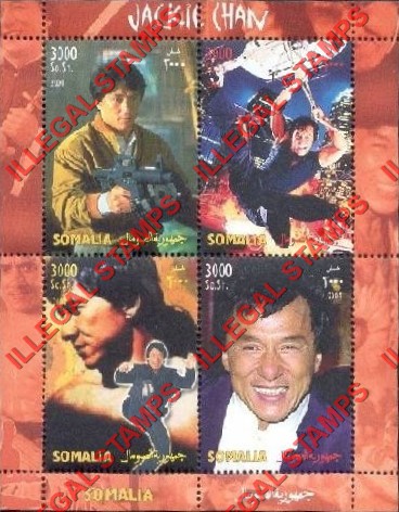 Somalia 2004 Jackie Chan Illegal Stamp Souvenir Sheet of 4