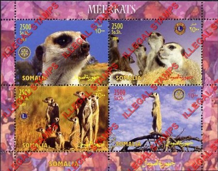 Somalia 2004 Meerkats Illegal Stamp Souvenir Sheet of 4