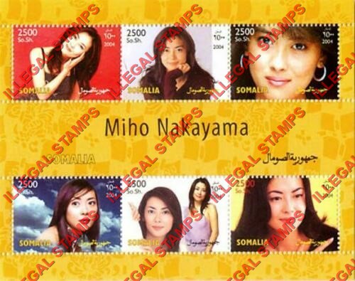 Somalia 2004 Miho Nakayama Illegal Stamp Souvenir Sheet of 6