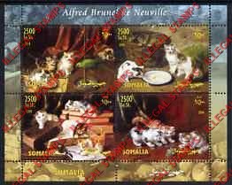 Somalia 2004 Paintings by Alfred Brunel de Neuville of Cats Illegal Stamp Souvenir Sheet of 4