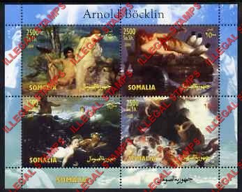Somalia 2004 Paintings by Arnold Bucklin Illegal Stamp Souvenir Sheet of 4