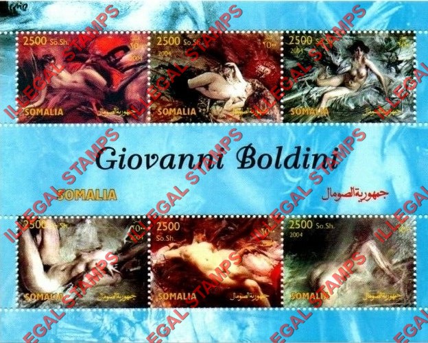 Somalia 2004 Paintings by Giovanni Boldini Illegal Stamp Souvenir Sheet of 6