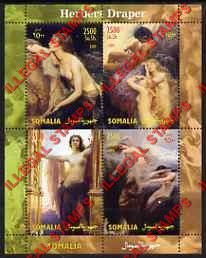 Somalia 2004 Paintings by Herbert Draper Illegal Stamp Souvenir Sheet of 4
