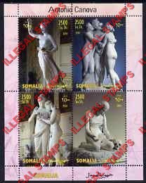 Somalia 2004 Sculptures by Antonio Canova Illegal Stamp Souvenir Sheet of 4