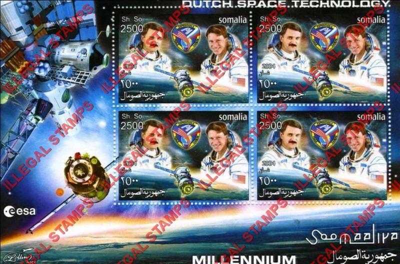 Somalia 2004 Space Dutch Space Technology Illegal Stamp Souvenir Sheet of 4