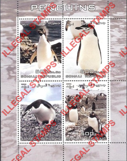 Somalia 2005 Penguins Illegal Stamp Souvenir Sheet of 4
