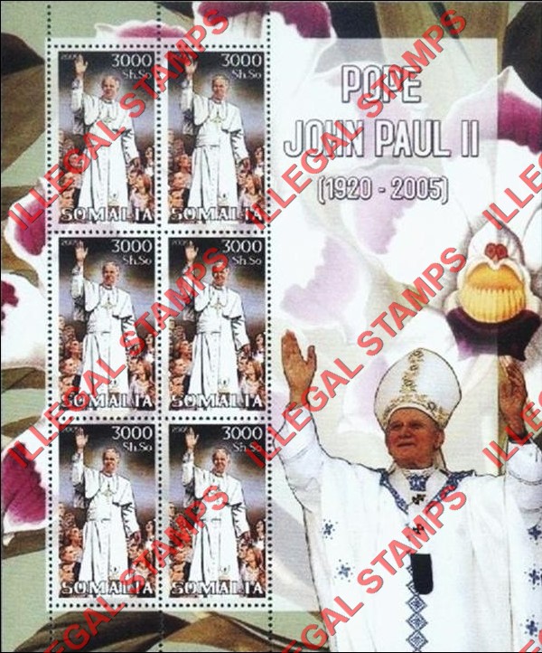 Somalia 2005 Pope John Paul II Illegal Stamp Souvenir Sheets of 6 (Part 3)