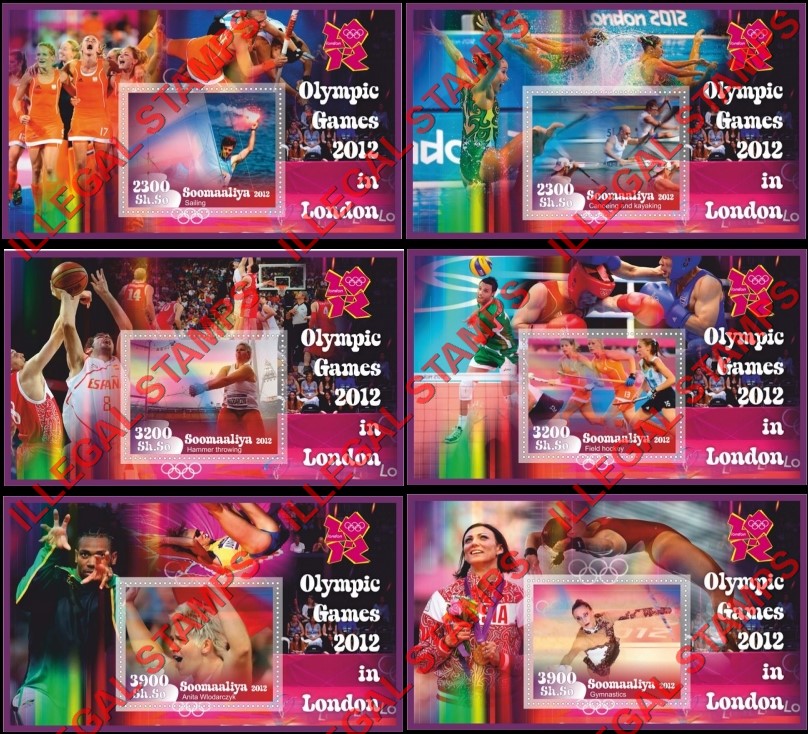 Somalia 2012 Olympic Games in London Illegal Stamp Souvenir Sheets of 1