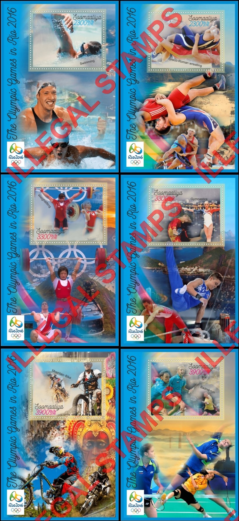 Somalia 2016 Olympic Games in Rio Illegal Stamp Souvenir Sheets of 1