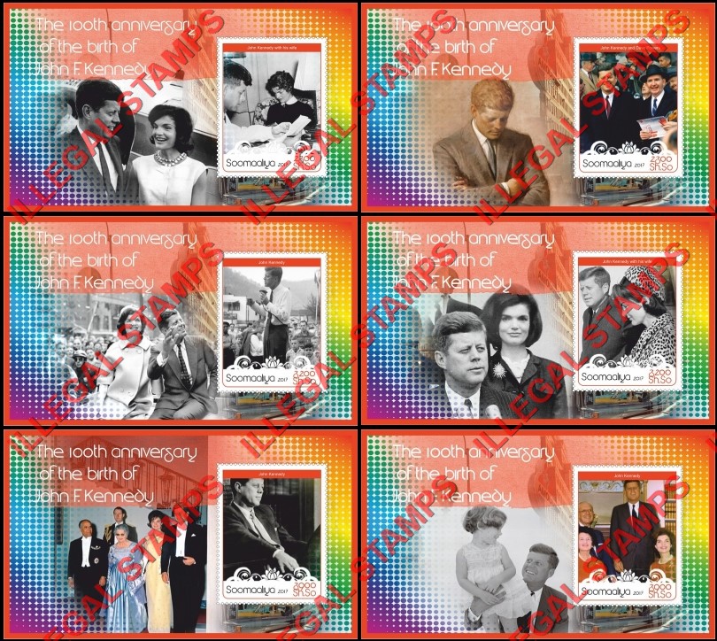 Somalia 2017 John F. Kennedy Illegal Stamp Souvenir Sheets of 1