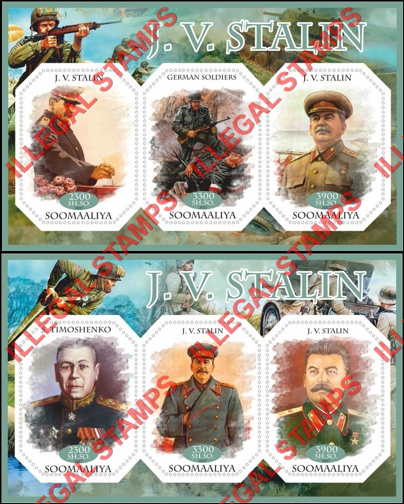Somalia 2017 Stalin Illegal Stamp Souvenir Sheets of 3