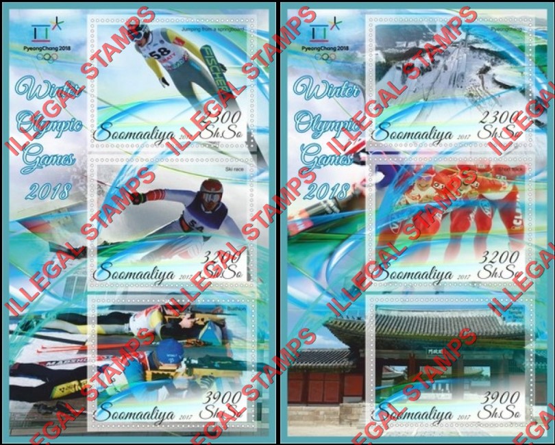 Somalia 2017 Winter Olympic Games in PyeongChang 2018 (different) Illegal Stamp Souvenir Sheets of 3