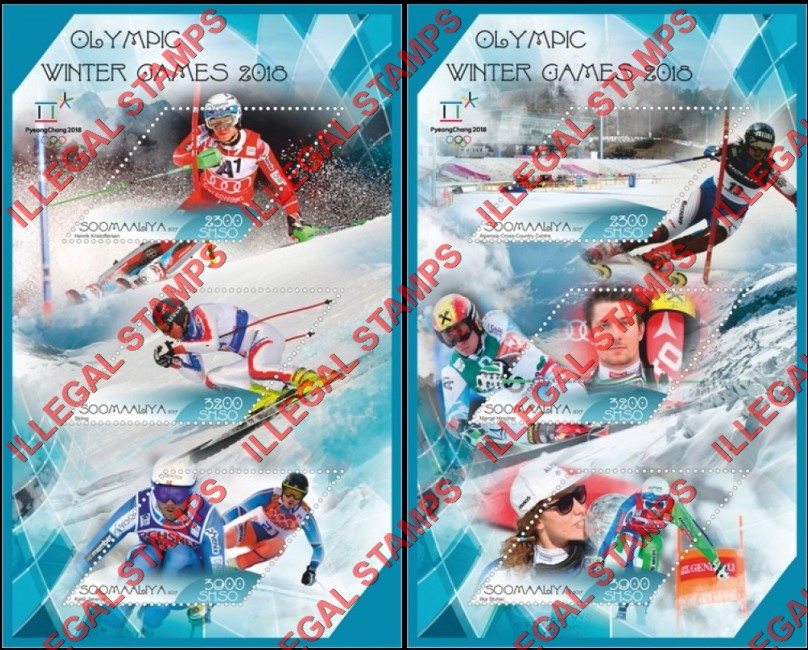 Somalia 2017 Winter Olympic Games in PyeongChang 2018 Illegal Stamp Souvenir Sheets of 3