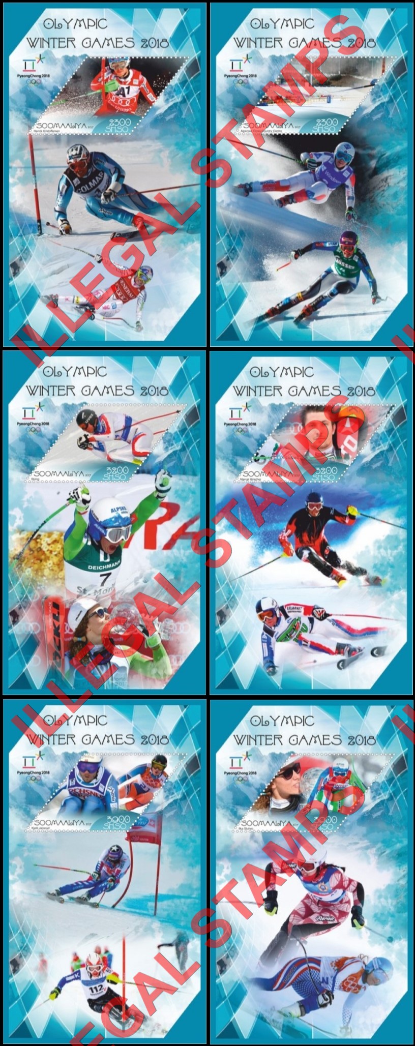 Somalia 2017 Winter Olympic Games in PyeongChang 2018 Illegal Stamp Souvenir Sheets of 1
