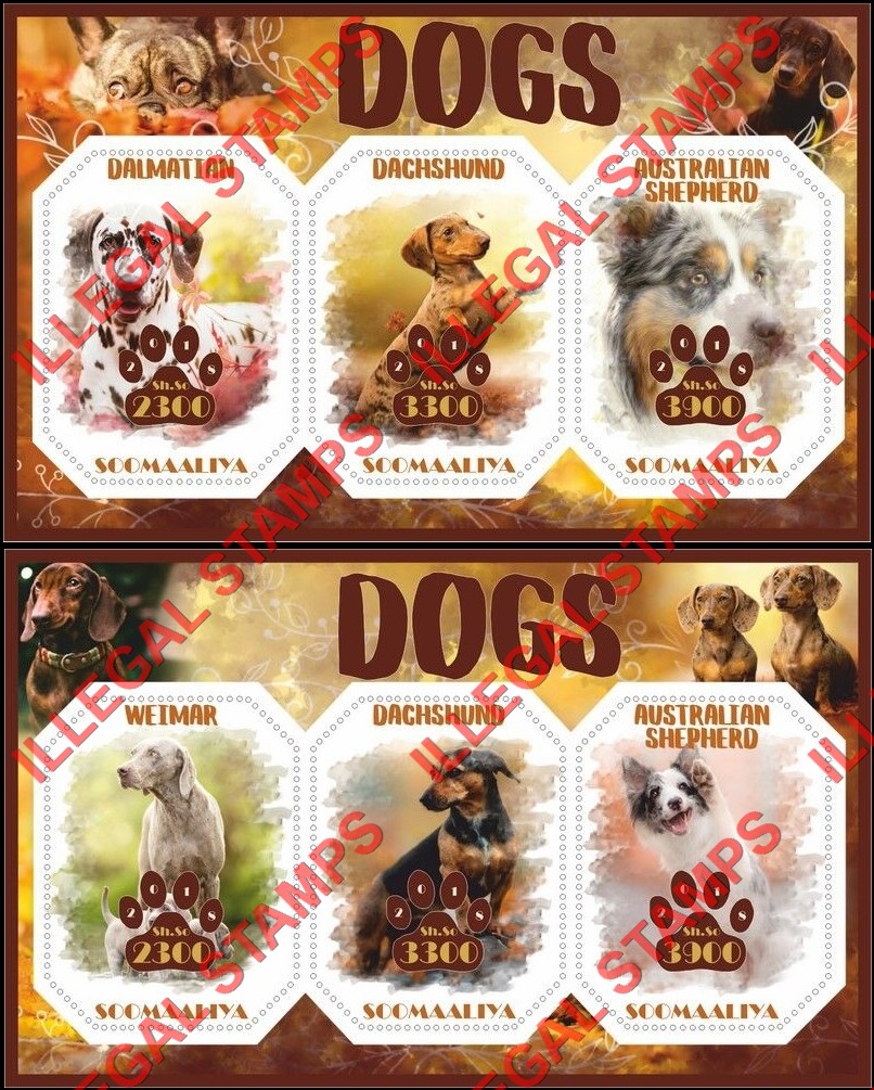 Somalia 2018 Dogs Illegal Stamp Souvenir Sheets of 3