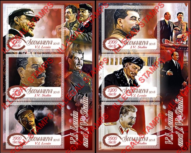 Somalia 2018 Lenin and Stalin Illegal Stamp Souvenir Sheets of 3