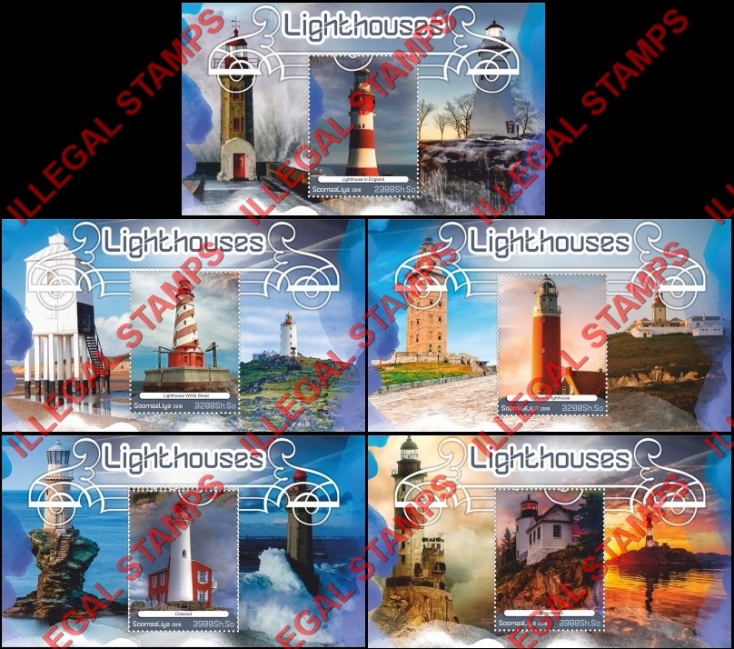Somalia 2018 Lighthouses Illegal Stamp Souvenir Sheets of 1