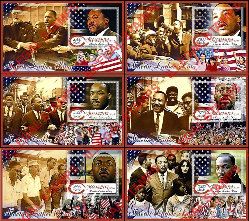 Somalia 2018 Martin Luther King Illegal Stamp Souvenir Sheets of 1