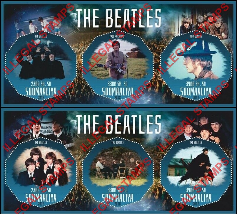 Somalia 2018 The Beatles Illegal Stamp Souvenir Sheets of 3