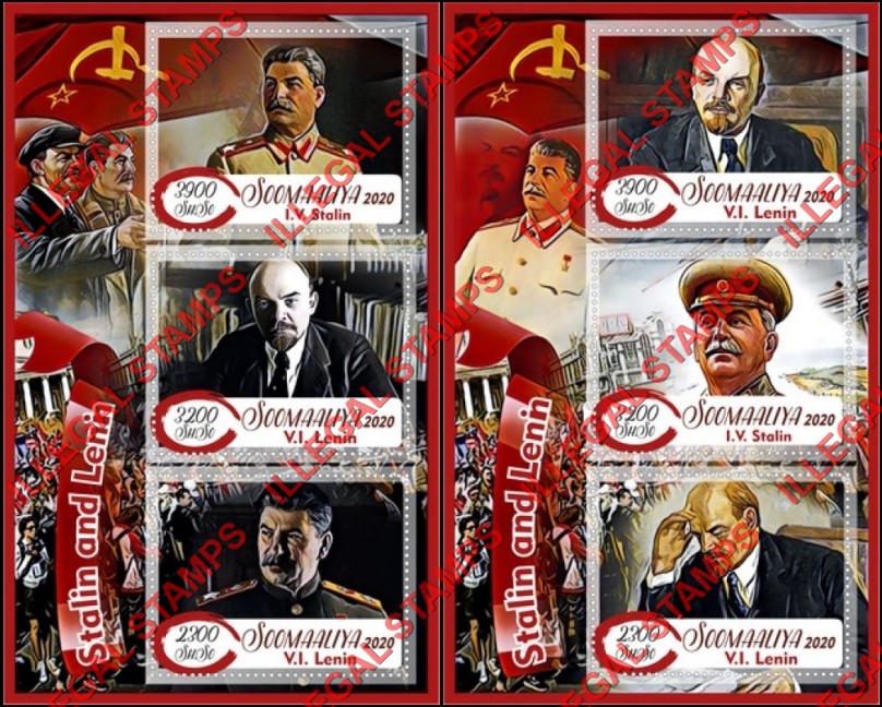 Somalia 2020 Stalin and Lenin Illegal Stamp Souvenir Sheets of 3