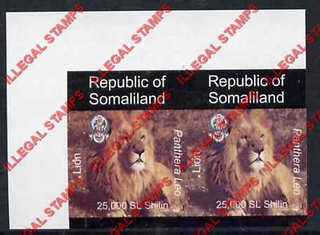 Somaliland 1997 Animals of Africa (Lion) Imperforate Illegal Stamp Pair