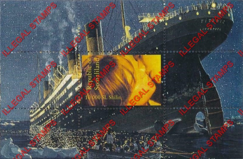 Somaliland 1998 Titanic Movie Illegal Stamp Souvenir Sheet of 1