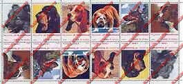 Somaliland 1999 Dogs Illegal Stamp Block of 12 Tete-beche