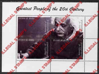 Somaliland 1999 Great People Albert Einstein Illegal Stamp Souvenir Sheet of 4