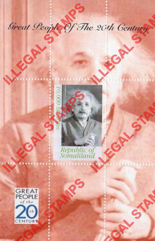 Somaliland 1999 Great People Albert Einstein Illegal Stamp Souvenir Sheet of 1