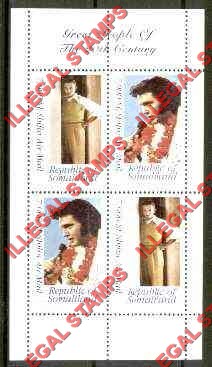 Somaliland 1999 Great People Elvis Presley and Walt Disney Illegal Stamp Souvenir Sheet of 4