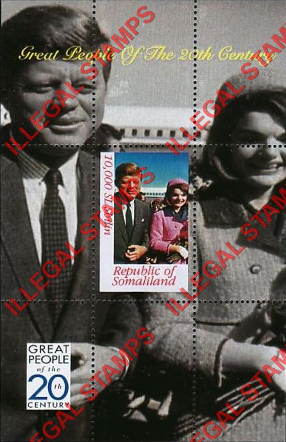 Somaliland 1999 Great People John Kennedy Illegal Stamp Souvenir Sheet of 1