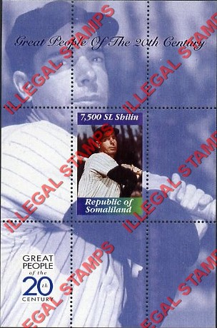 Somaliland 1999 Great People Joe di Maggio Illegal Stamp Souvenir Sheet of 1