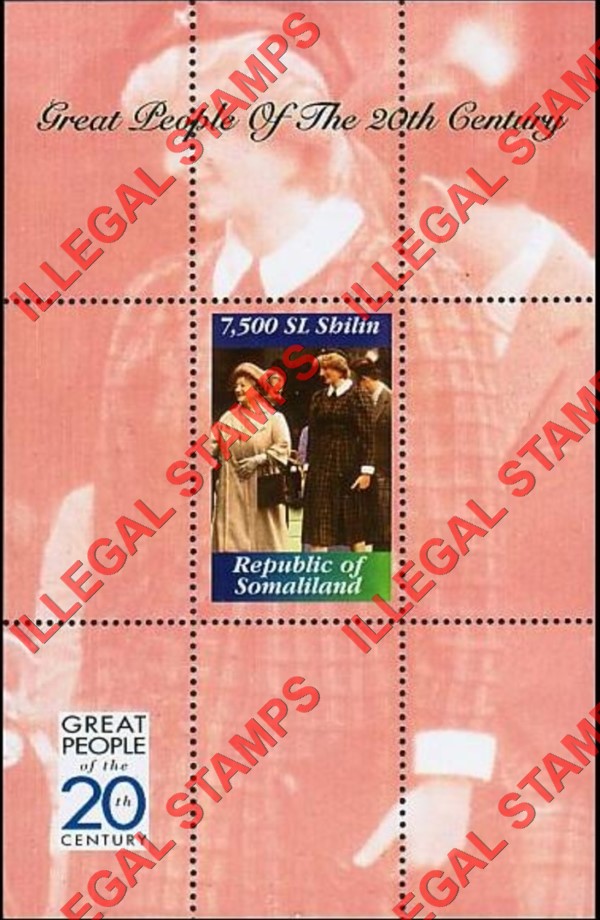 Somaliland 1999 Great People Princess Diana Illegal Stamp Souvenir Sheet of 1